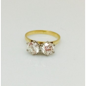 Stunning Vintage 1.98 Carat Two Stone Diamond Ring 